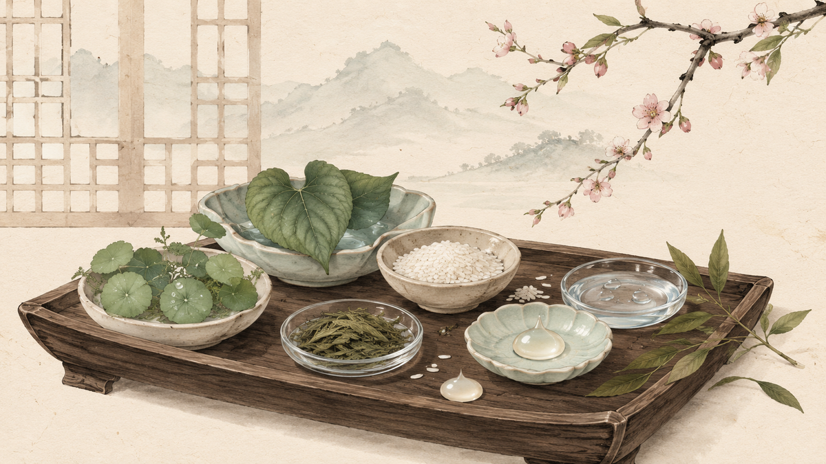 Illustrazione degli ingredienti più utilizzati nella skincare coreana